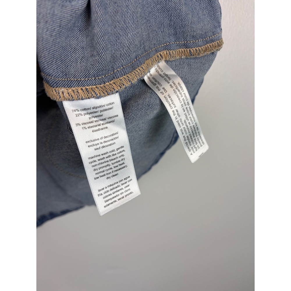 Nautica Denim Vest Button Front Blue Size Large Quiet Luxury Western Boho Top - Picture 3 of 5